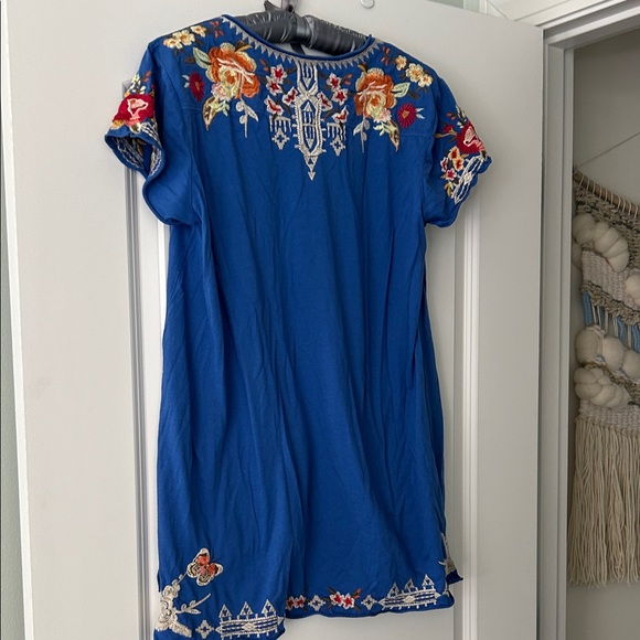 Johnny Was Royal Blue Tunic with Multicolor Embroidery - Picture 3 of 3